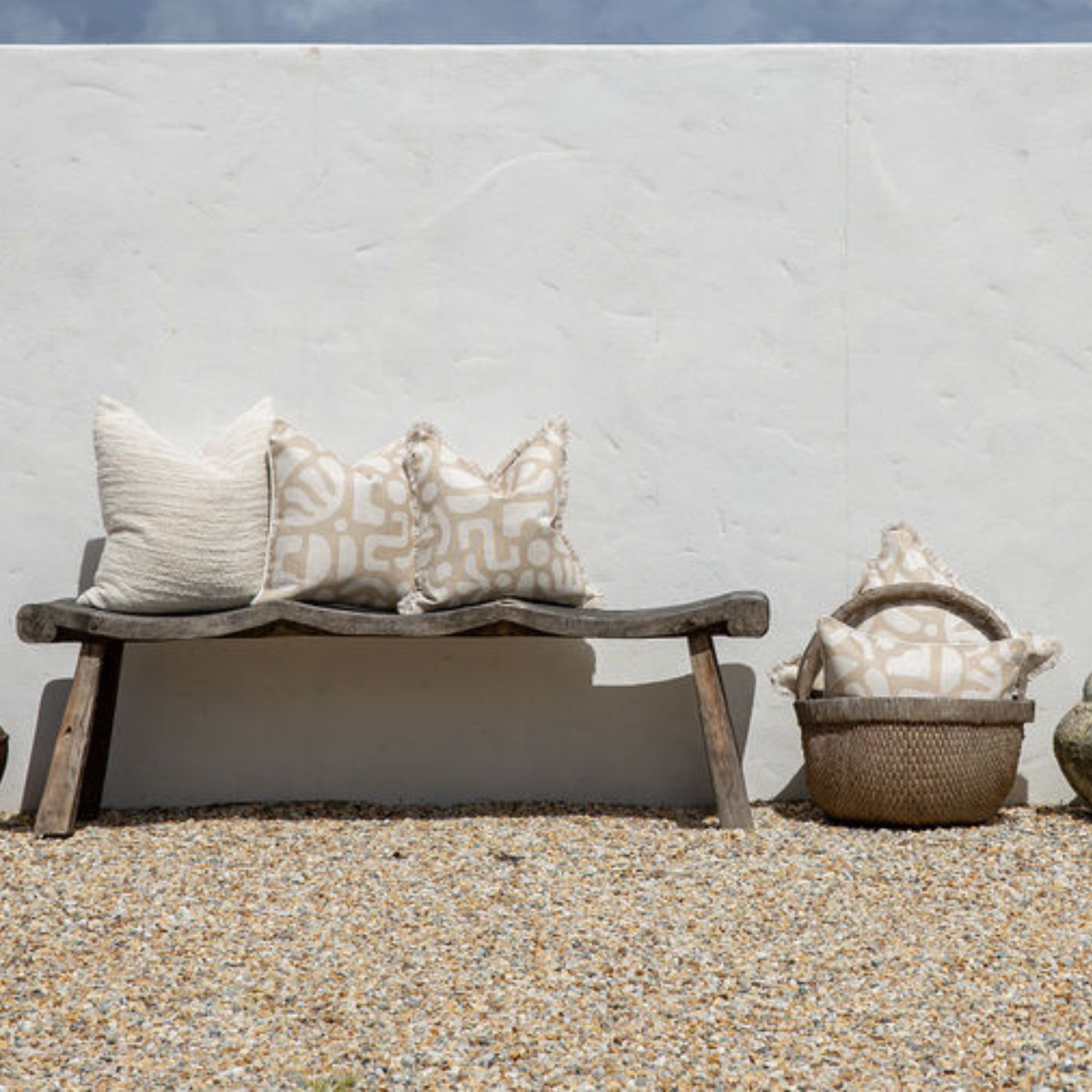 Cushion Cover-Coastal Fringe-Sand Beige-45cm x 45cm