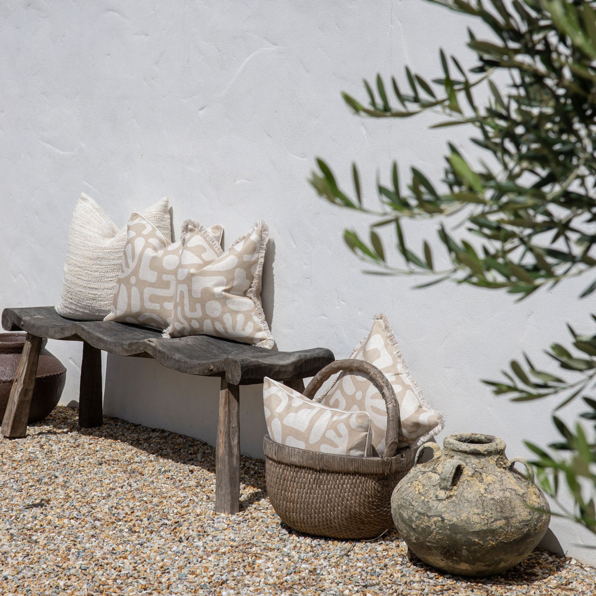Cushion Cover-Coastal Fringe-Sand Beige-45cm x 45cm