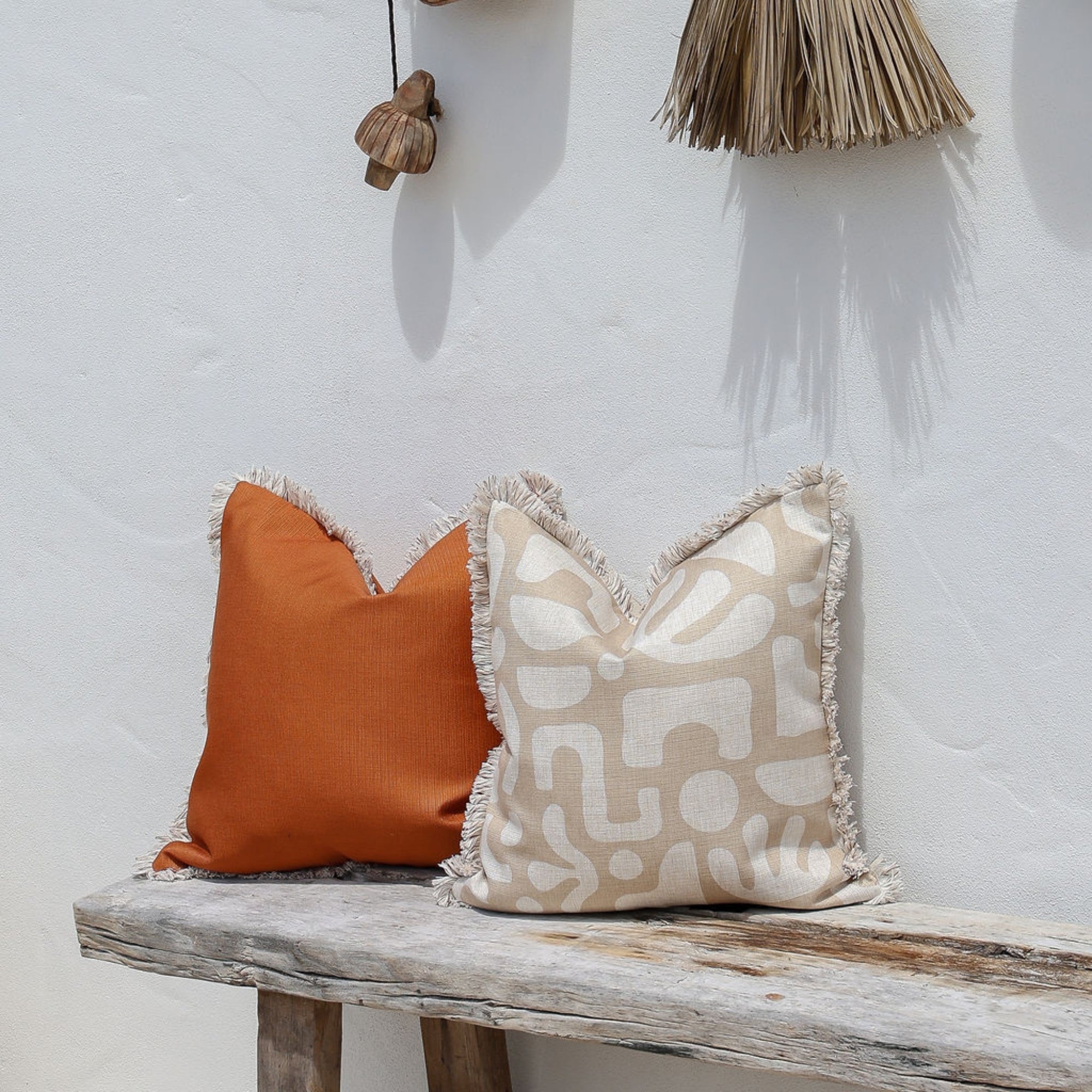 Cushion Cover-Coastal Fringe-Sand Beige-45cm x 45cm