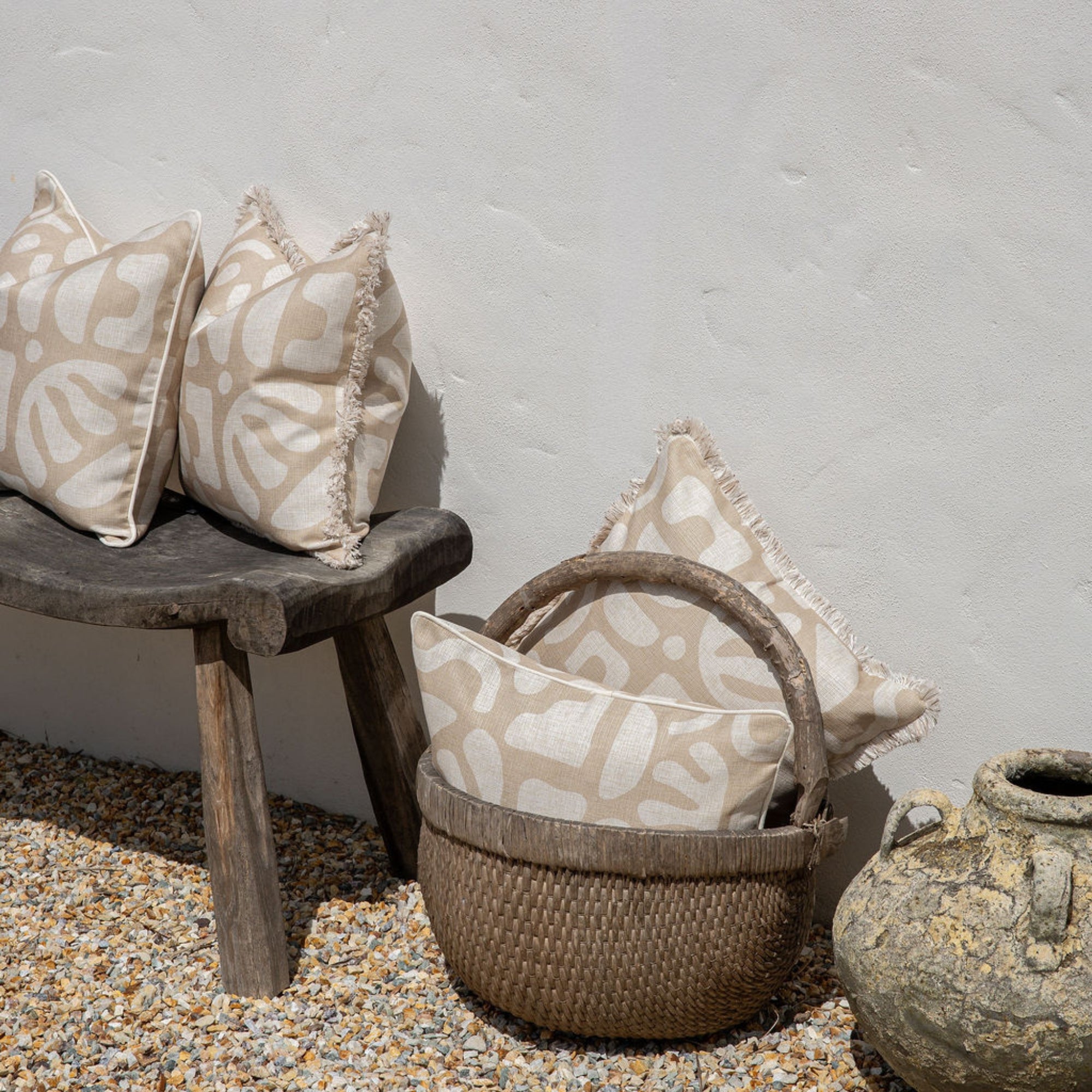 Cushion Cover-Coastal Fringe-Sand Beige-45cm x 45cm