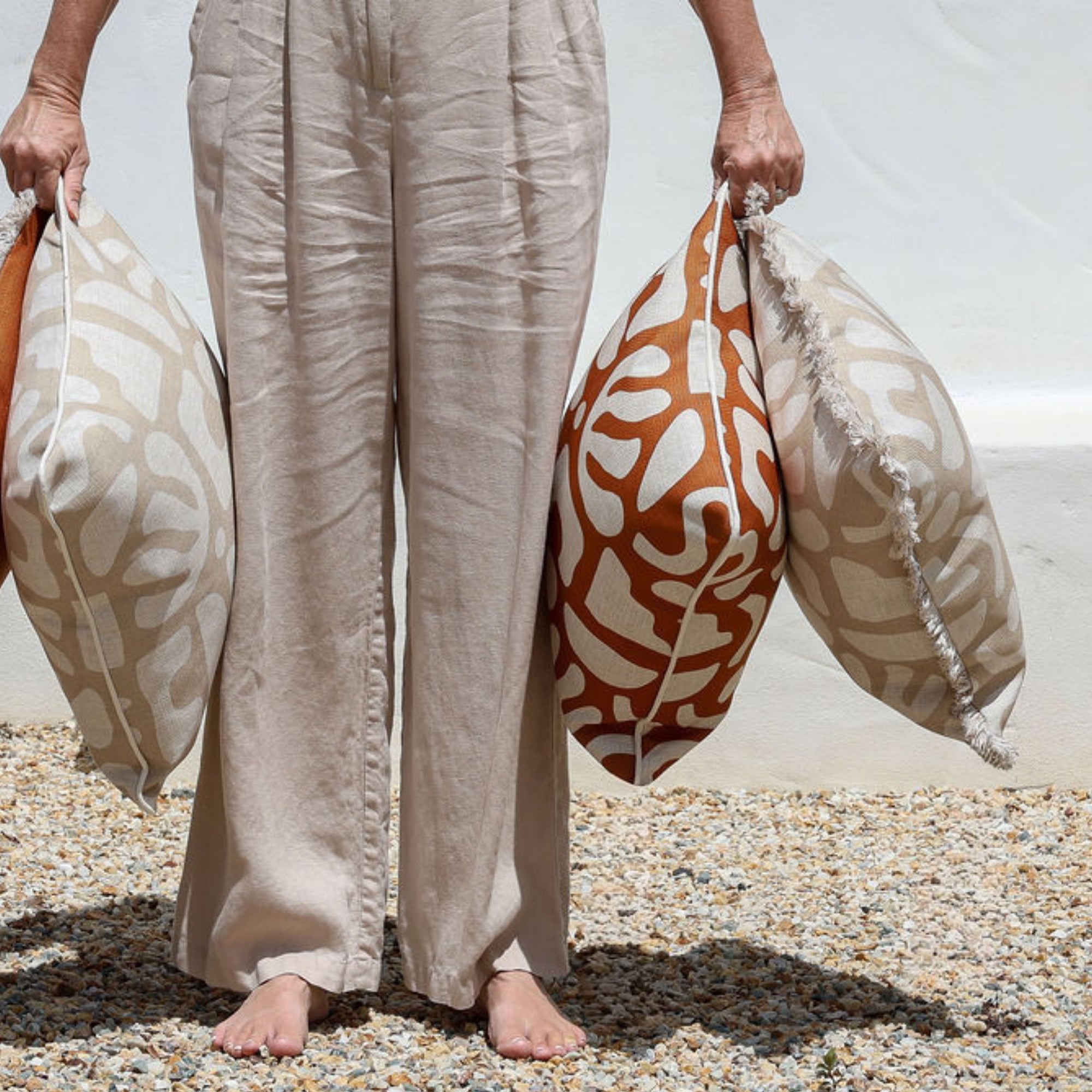 Cushion Cover-Coastal Fringe-Sand Beige-45cm x 45cm