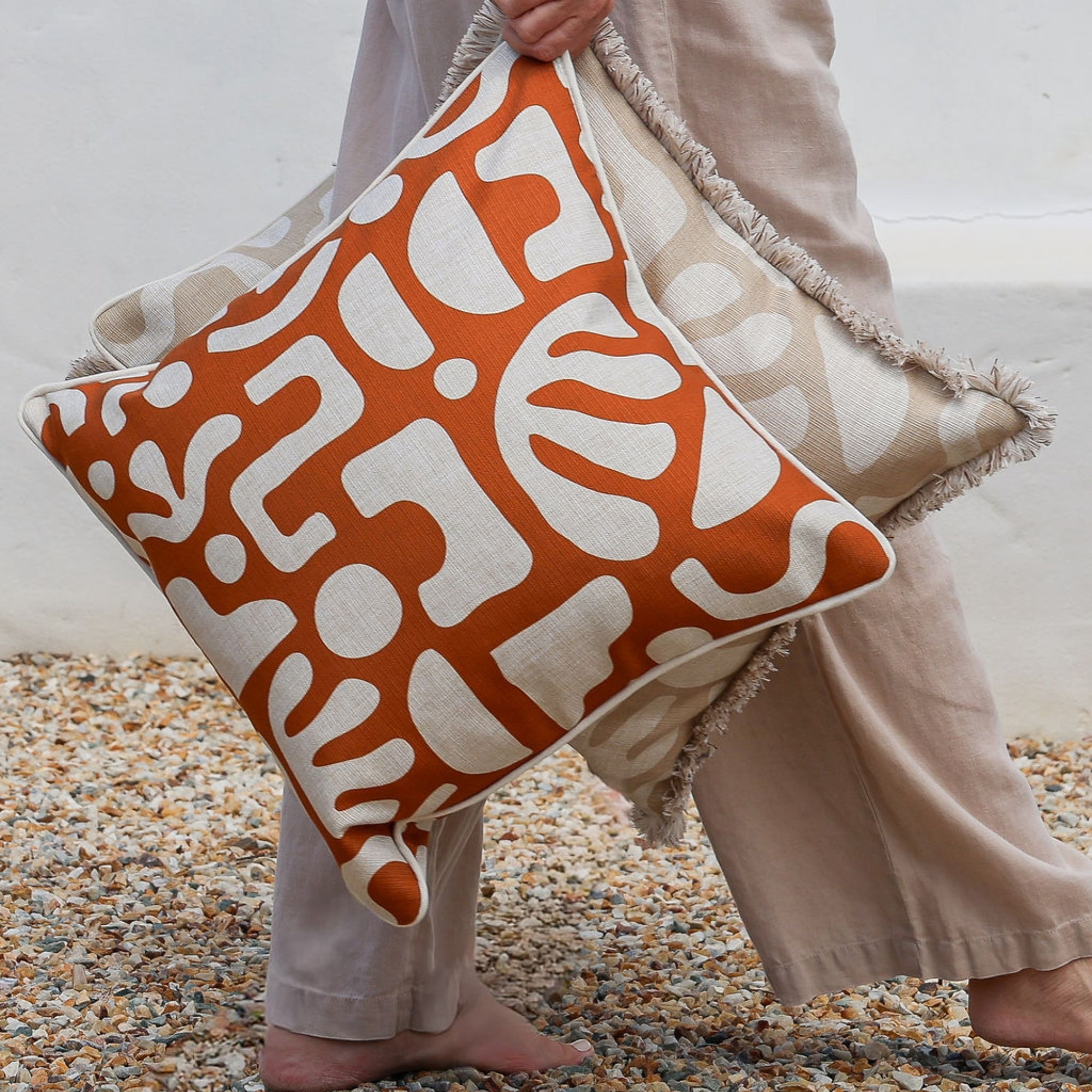 Cushion Cover-Coastal Fringe-Sand Beige-45cm x 45cm
