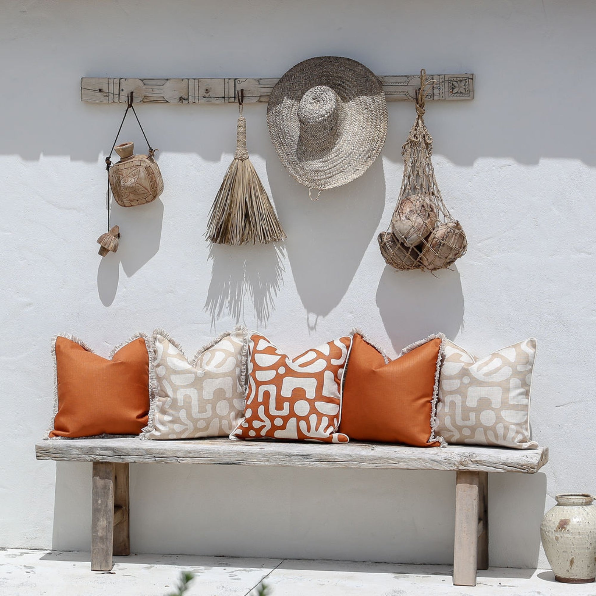 Cushion Cover-Coastal Fringe-Solid Terracotta-45cm x 45cm