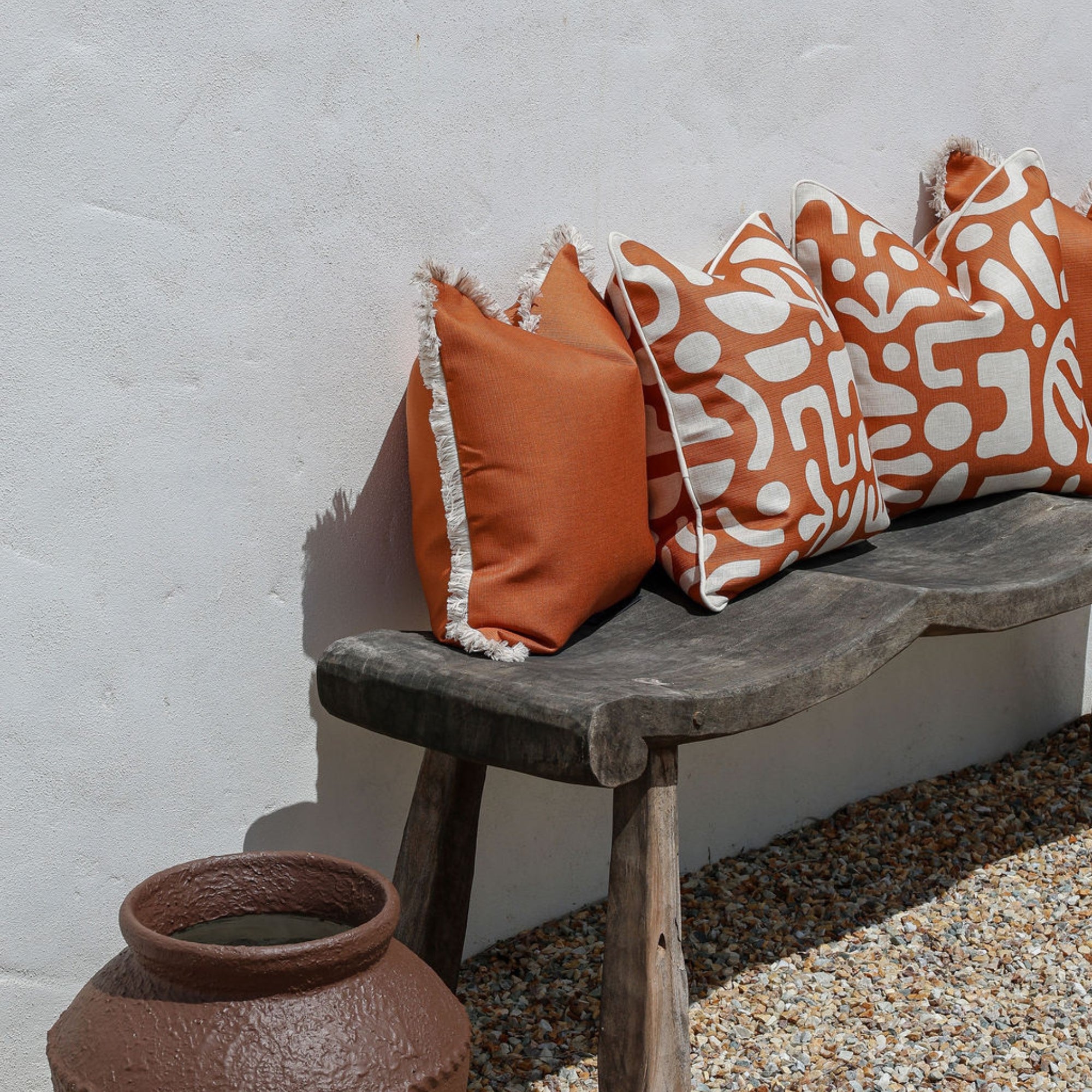 Cushion Cover-Coastal Fringe-Solid Terracotta-45cm x 45cm