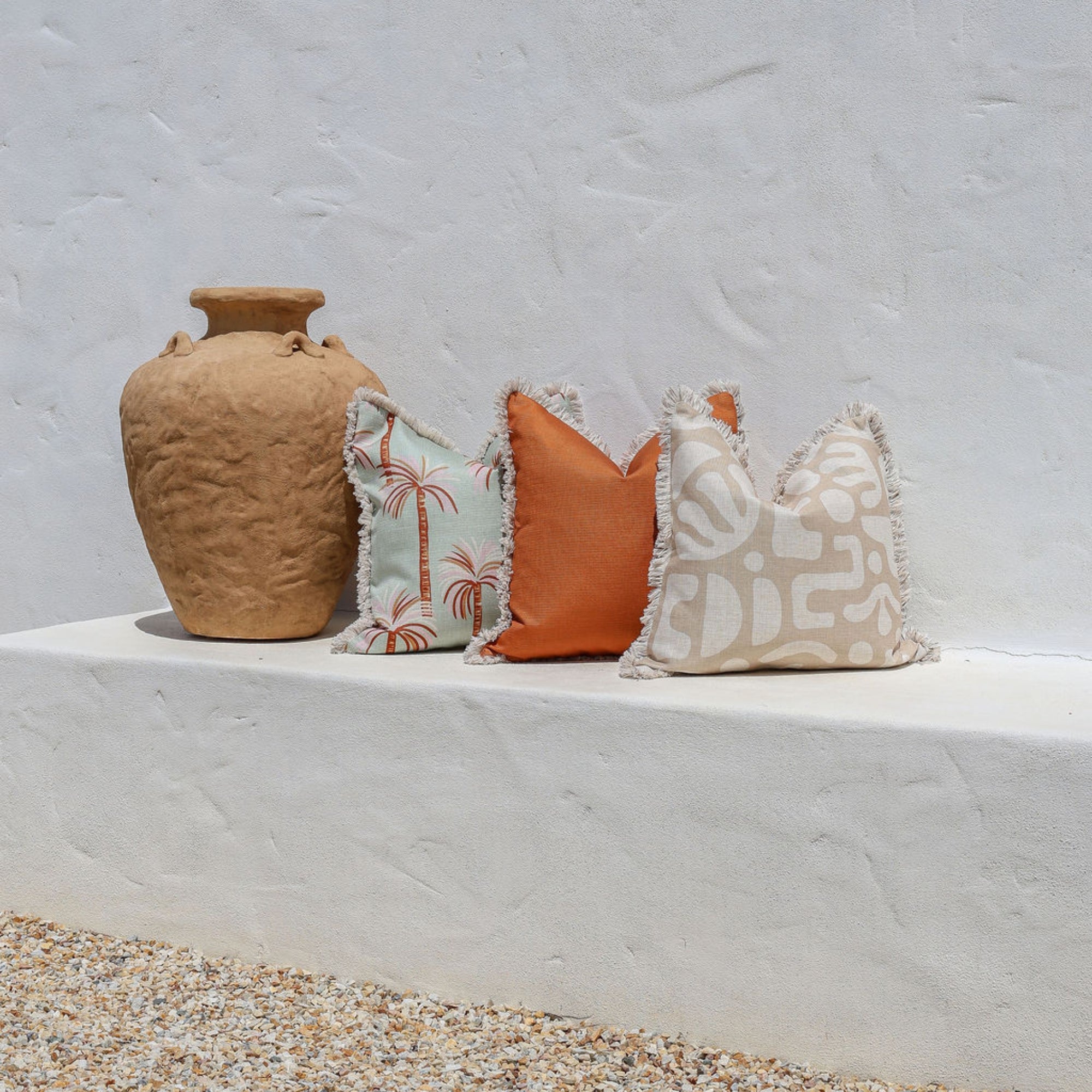 Cushion Cover-Coastal Fringe-Solid Terracotta-45cm x 45cm