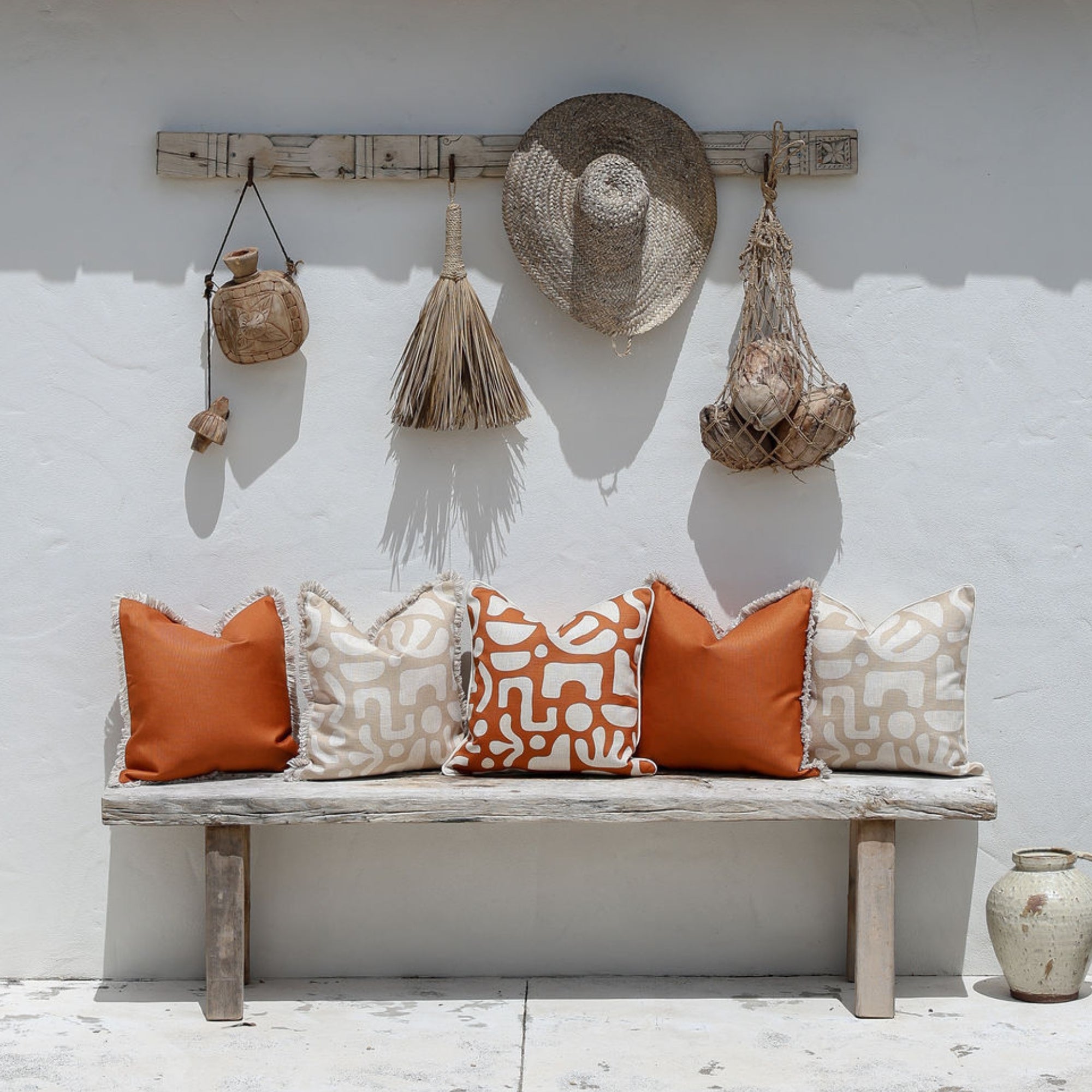 Cushion Cover-Coastal Fringe-Solid Terracotta-45cm x 45cm