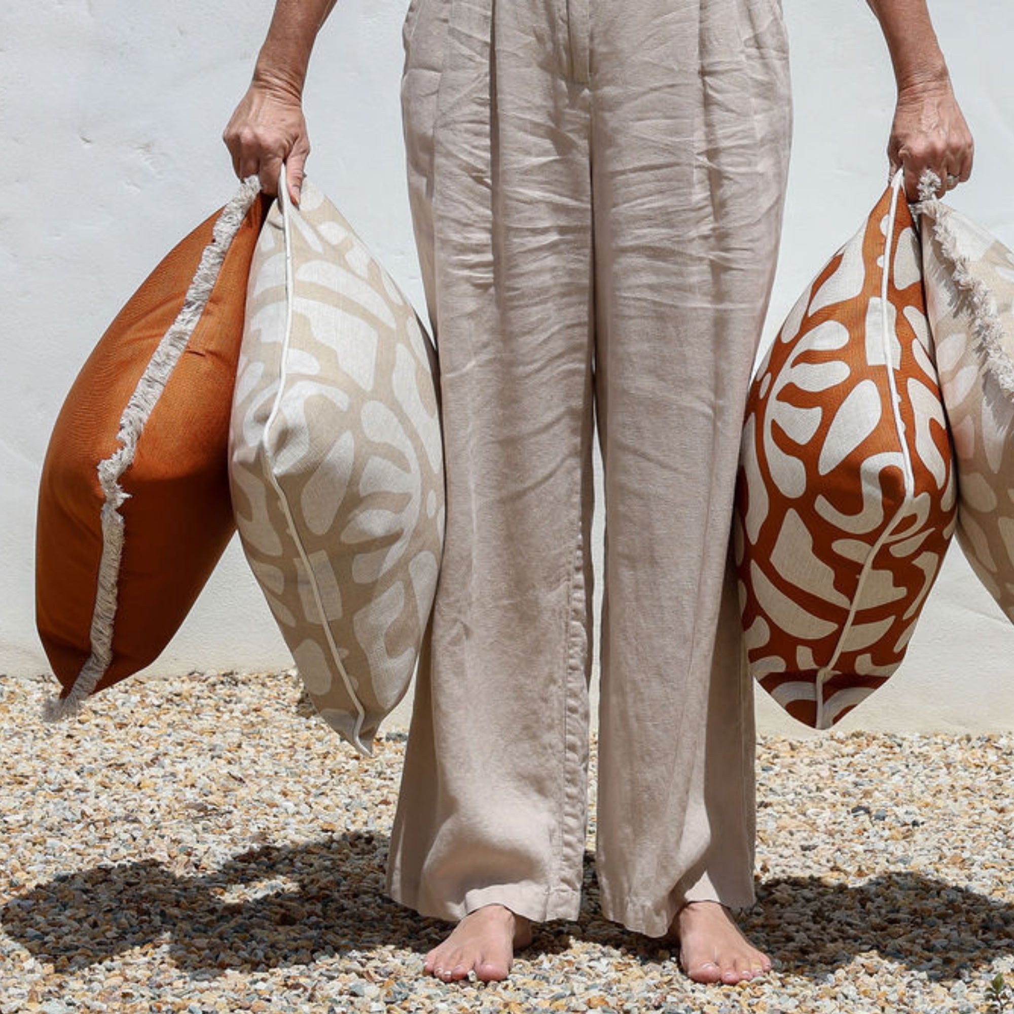 Cushion Cover-Coastal Fringe-Solid Terracotta-45cm x 45cm