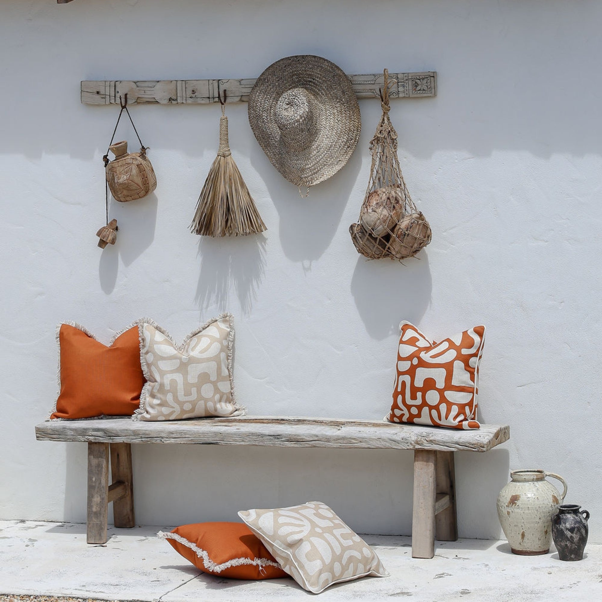 Cushion Cover-Coastal Fringe-Solid Terracotta-45cm x 45cm