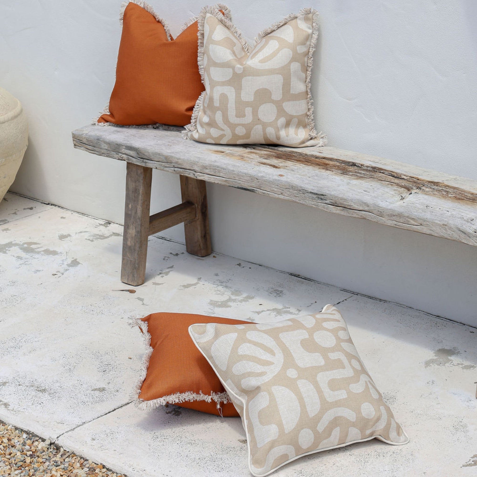 Cushion Cover-Coastal Fringe-Solid Terracotta-45cm x 45cm