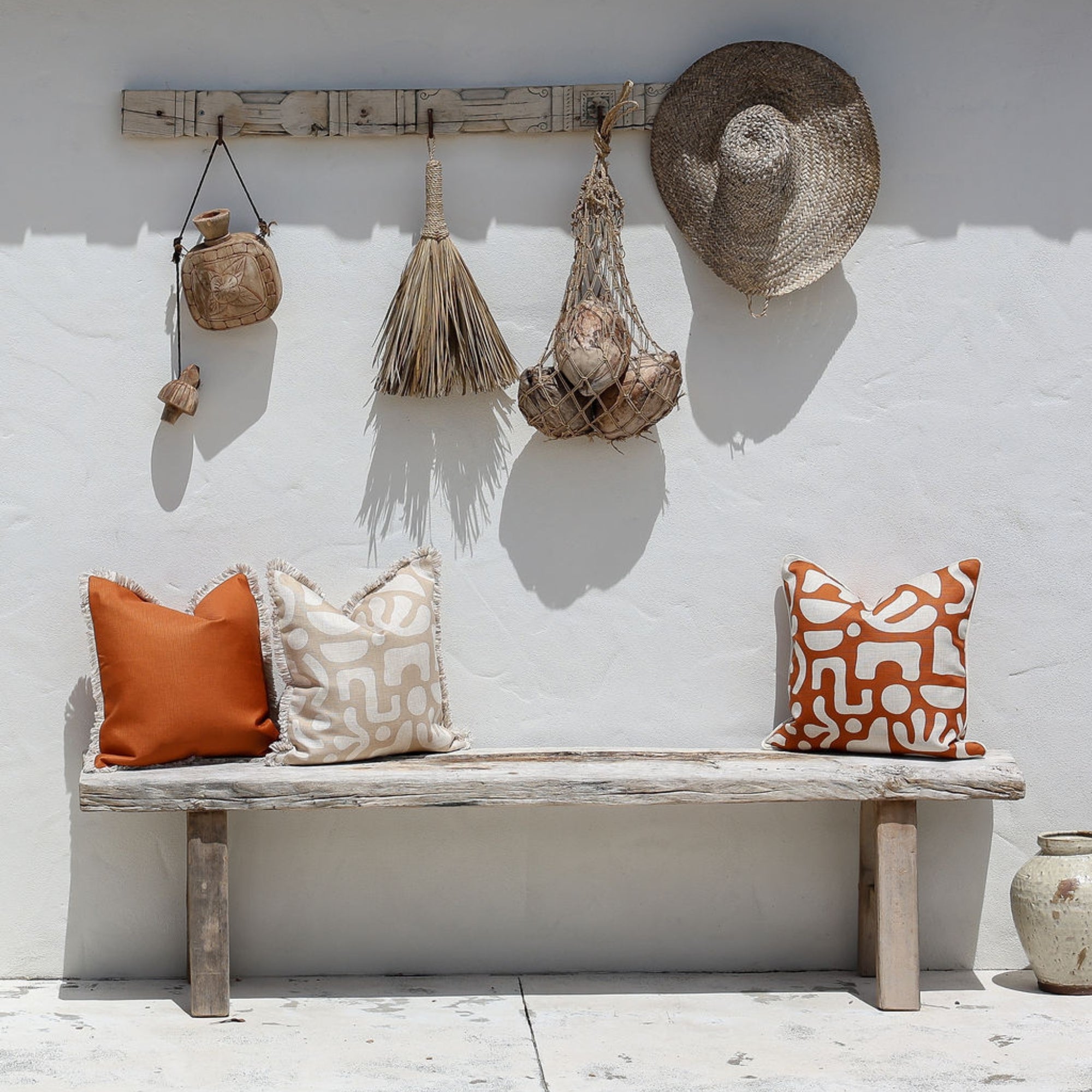 Cushion Cover-Coastal Fringe-Solid Terracotta-45cm x 45cm