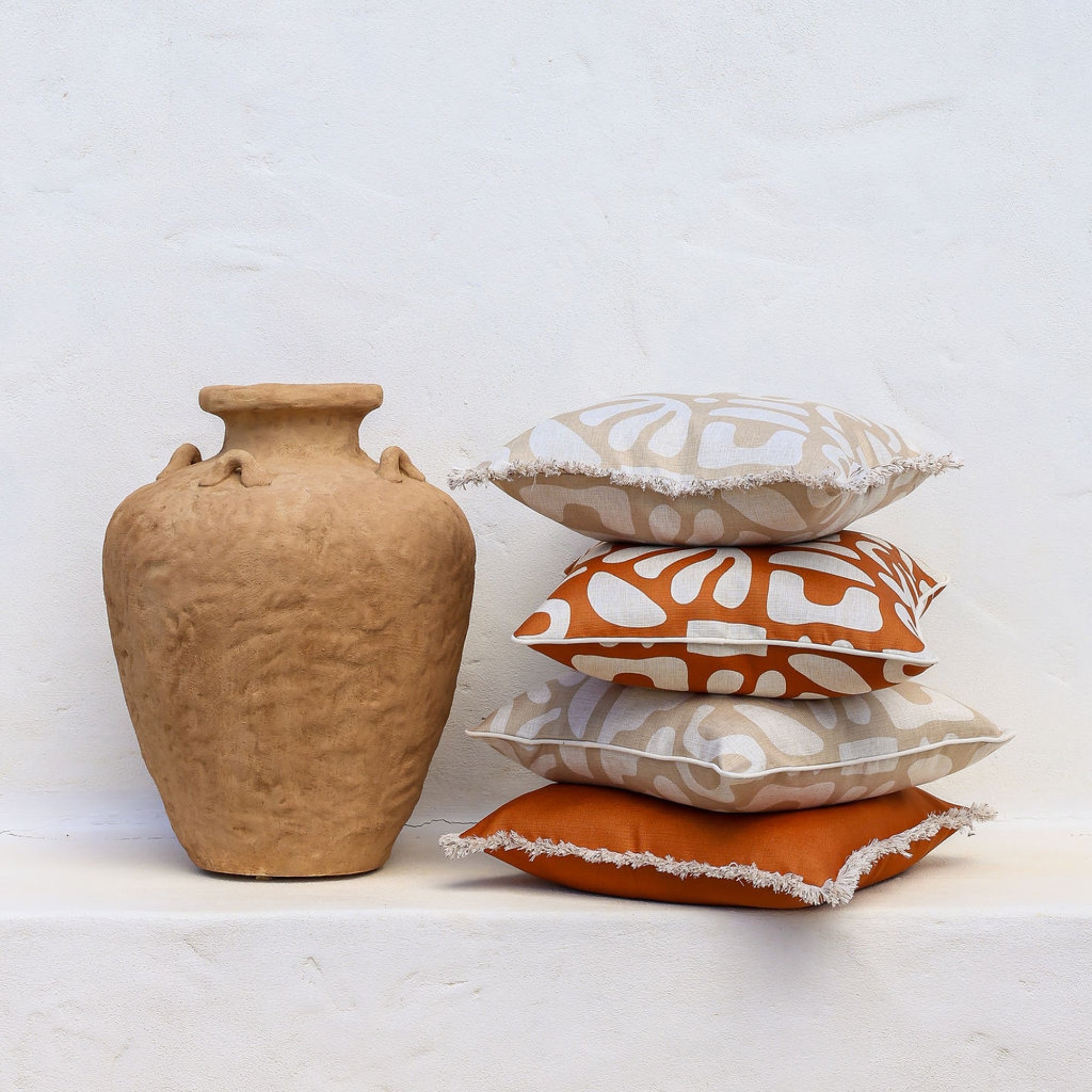Cushion Cover-Coastal Fringe-Solid Terracotta-45cm x 45cm