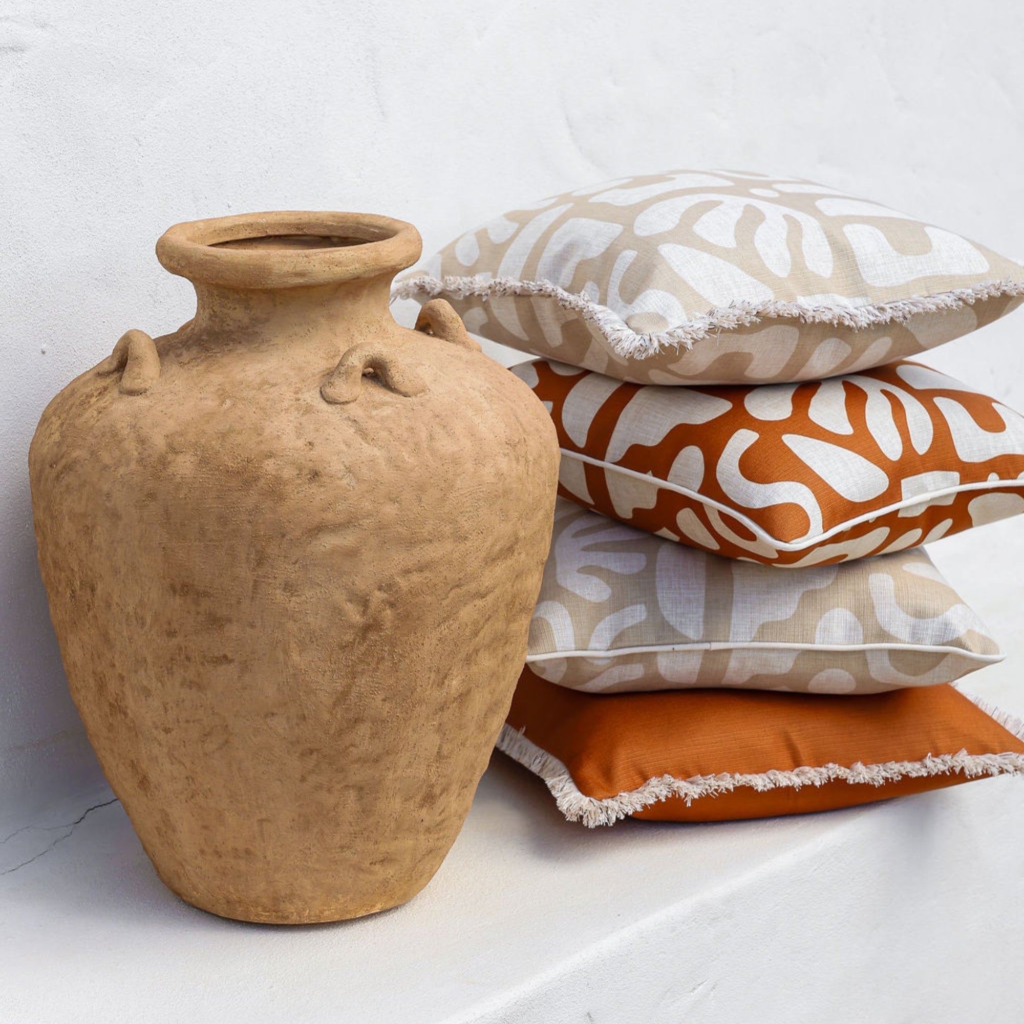 Cushion Cover-Coastal Fringe-Solid Terracotta-45cm x 45cm