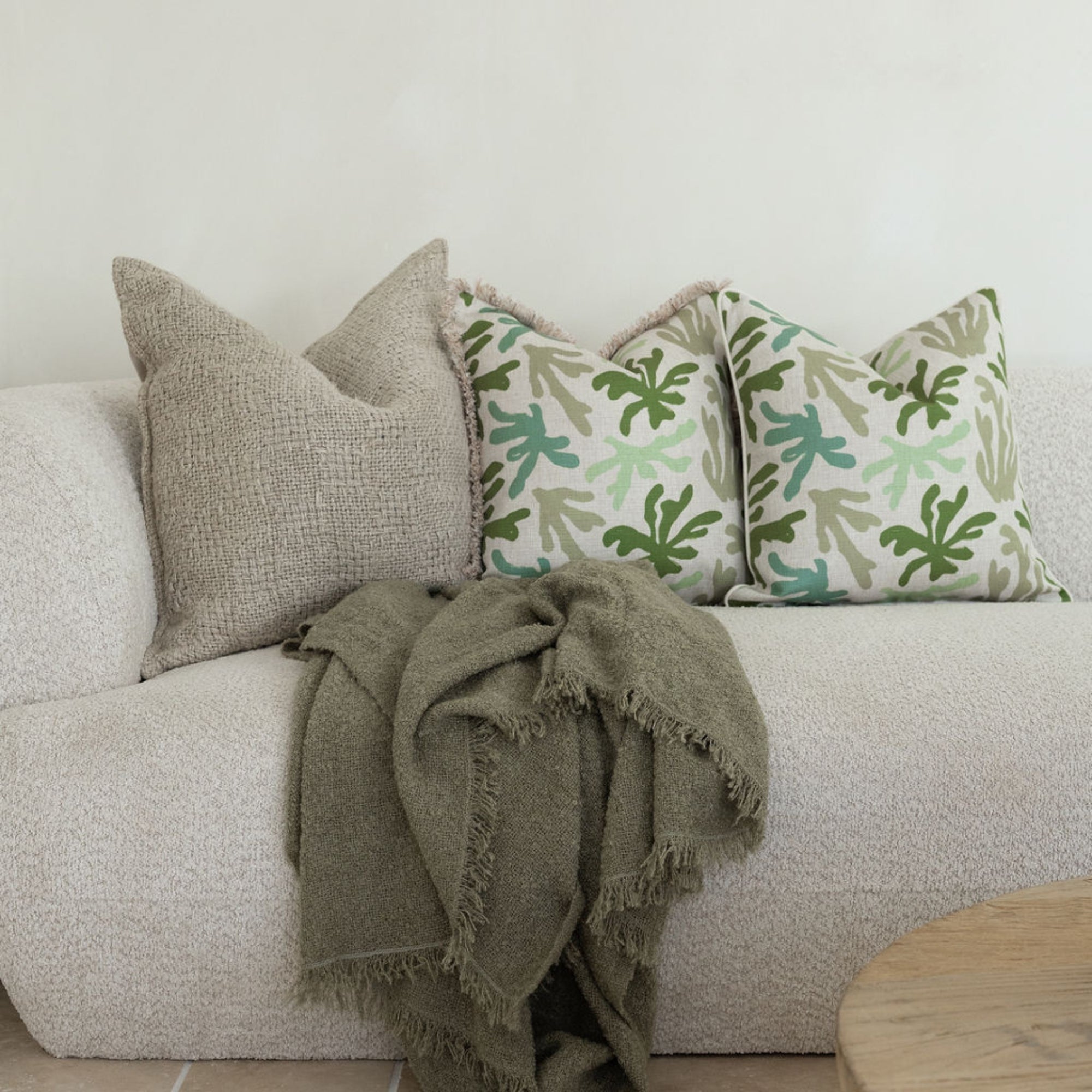 Cushion Cover-Coastal Fringe-Seaweed-45cm x 45cm