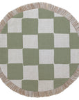Round Placemat-Coastal Fringe-Check Sage-40cm