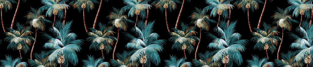 Table Runner-Palm Trees Black-250cm x 65cm