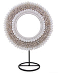 Tribal Shell Decor Stand-White and Beige Cowrie Shells-Medium