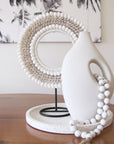 Tribal Shell Decor Stand-White and Beige Cowrie Shells-Medium