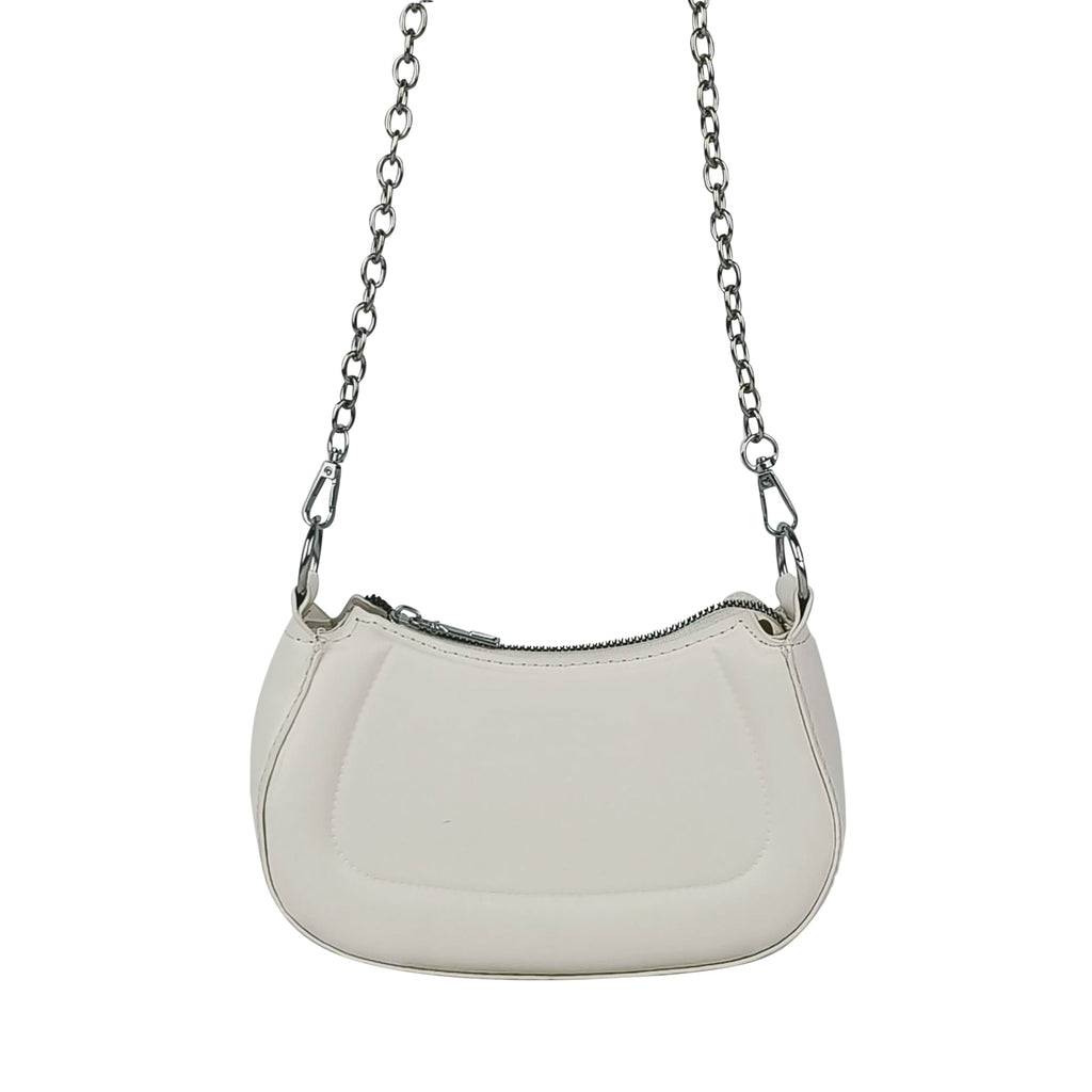 Cream Silver Chain Handbag