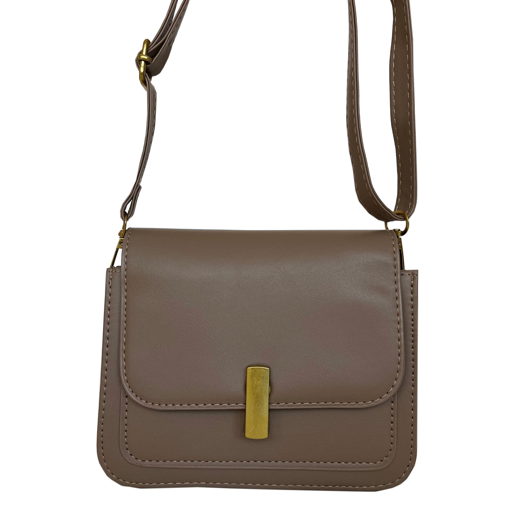 Brown Handbag with Gold Clip