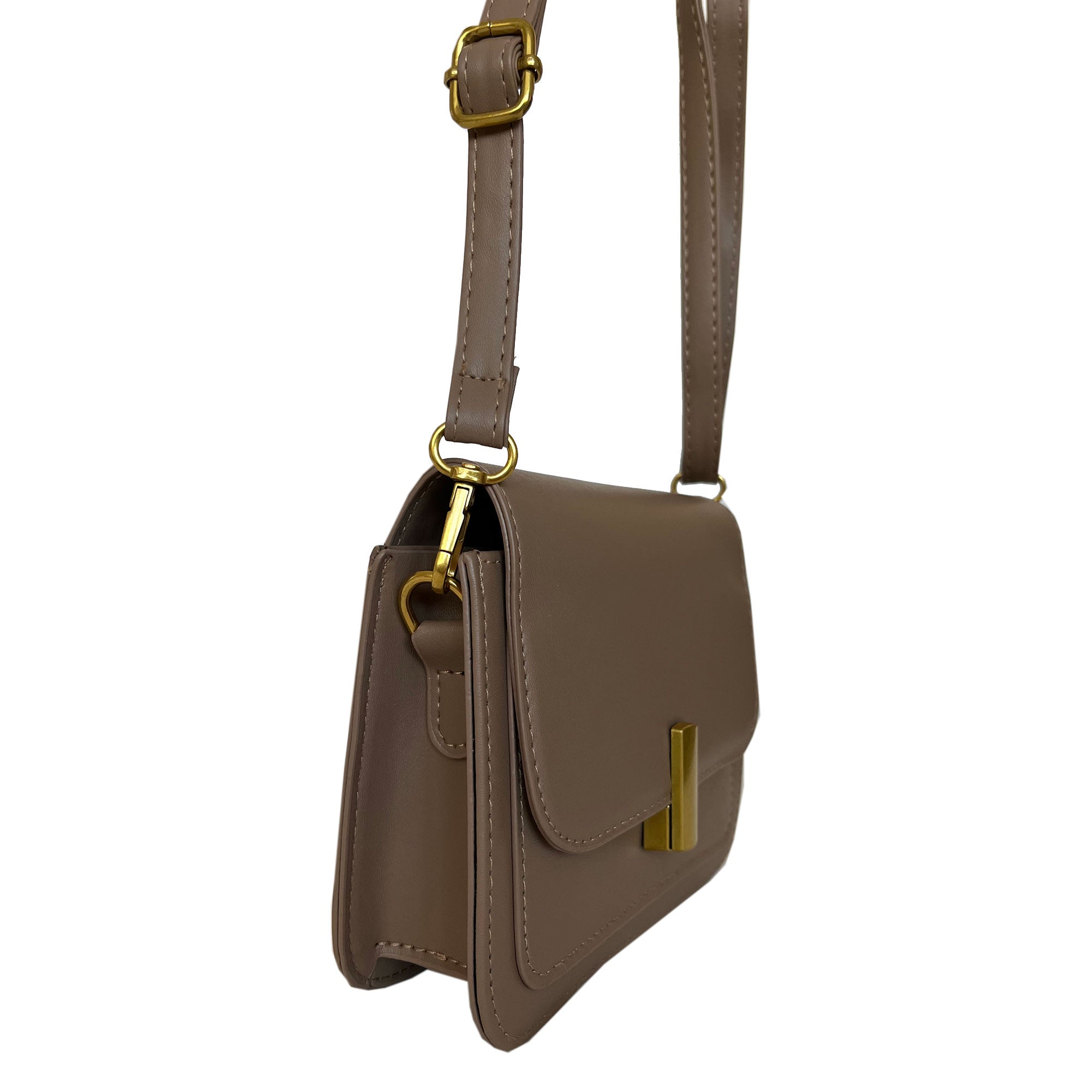 Brown Handbag with Gold Clip