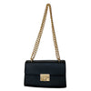 Black Boxy Handbag with Gold Chain