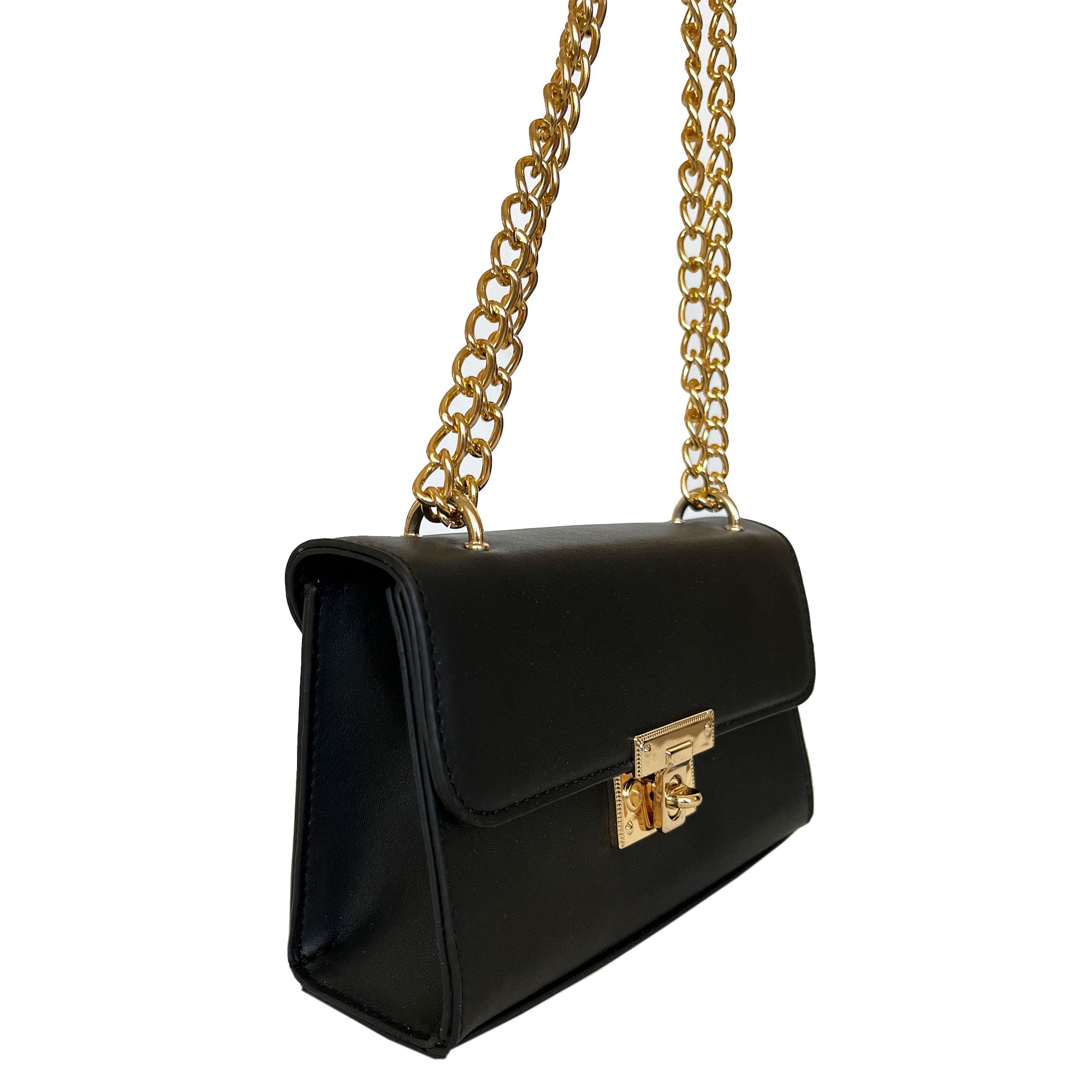 Victorias Secret Black Shoulder Bag Purse Black Velveteen Gold Chain Link  Strap | eBay
