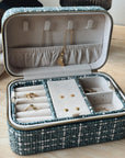 Large Tweed Jewellery Box-Light Blue