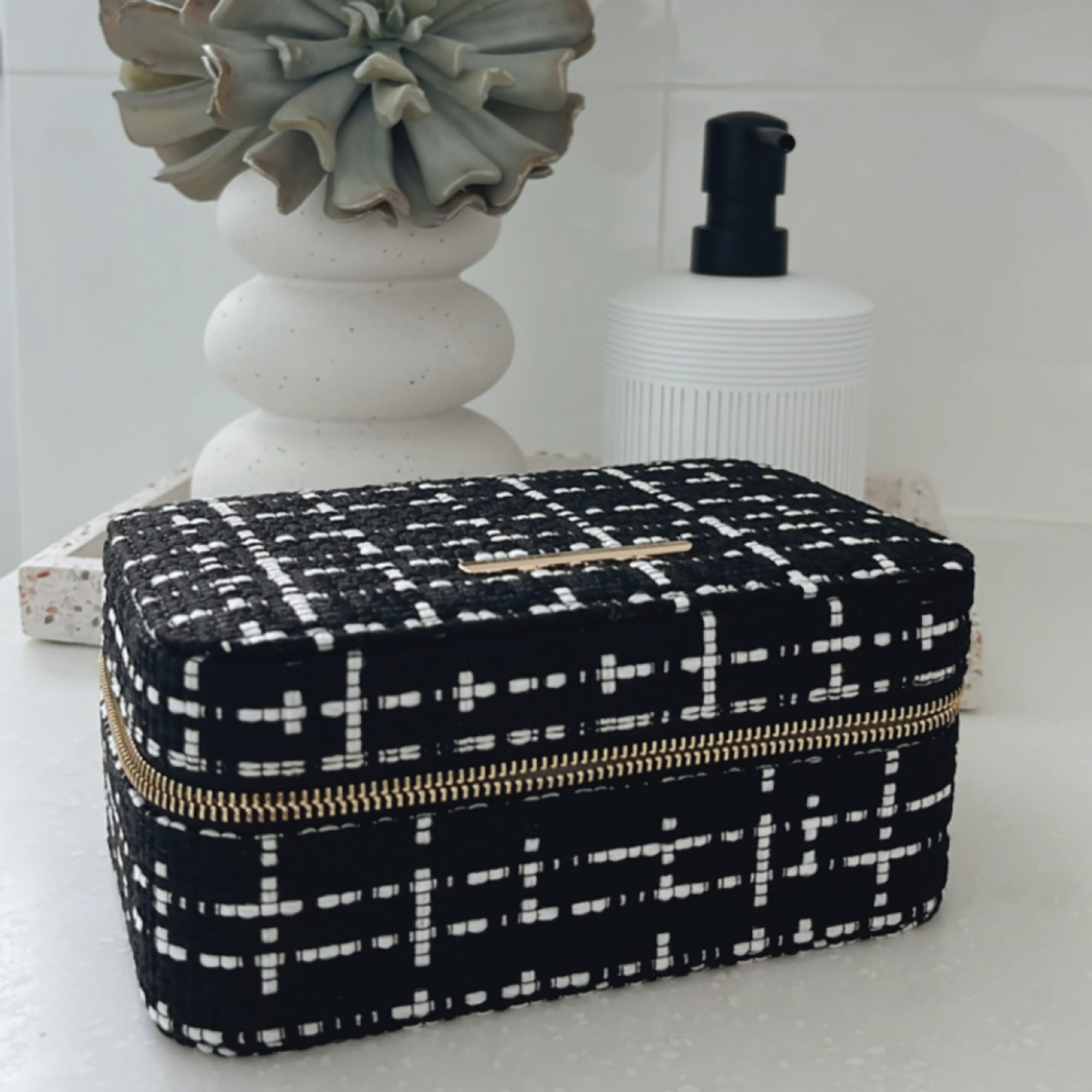 Large Tweed Jewellery Box-Black