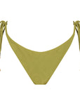 Thin Tie Side Bikini Bottom-Embossed Geo Palms Olive