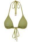 Triangle Bikini Top-Embossed Geo Palms Olive