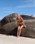 Bandeau Bikini Bottom-Embossed Chocolate Shells