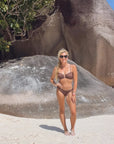 Bandeau Bikini Bottom-Embossed Chocolate Shells