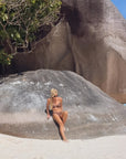 Bandeau Bikini Bottom-Embossed Chocolate Shells