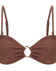 Bandeau Bikini Top-Embossed Chocolate Shells