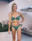 Bandeau Bikini Top-Embossed Green Shells