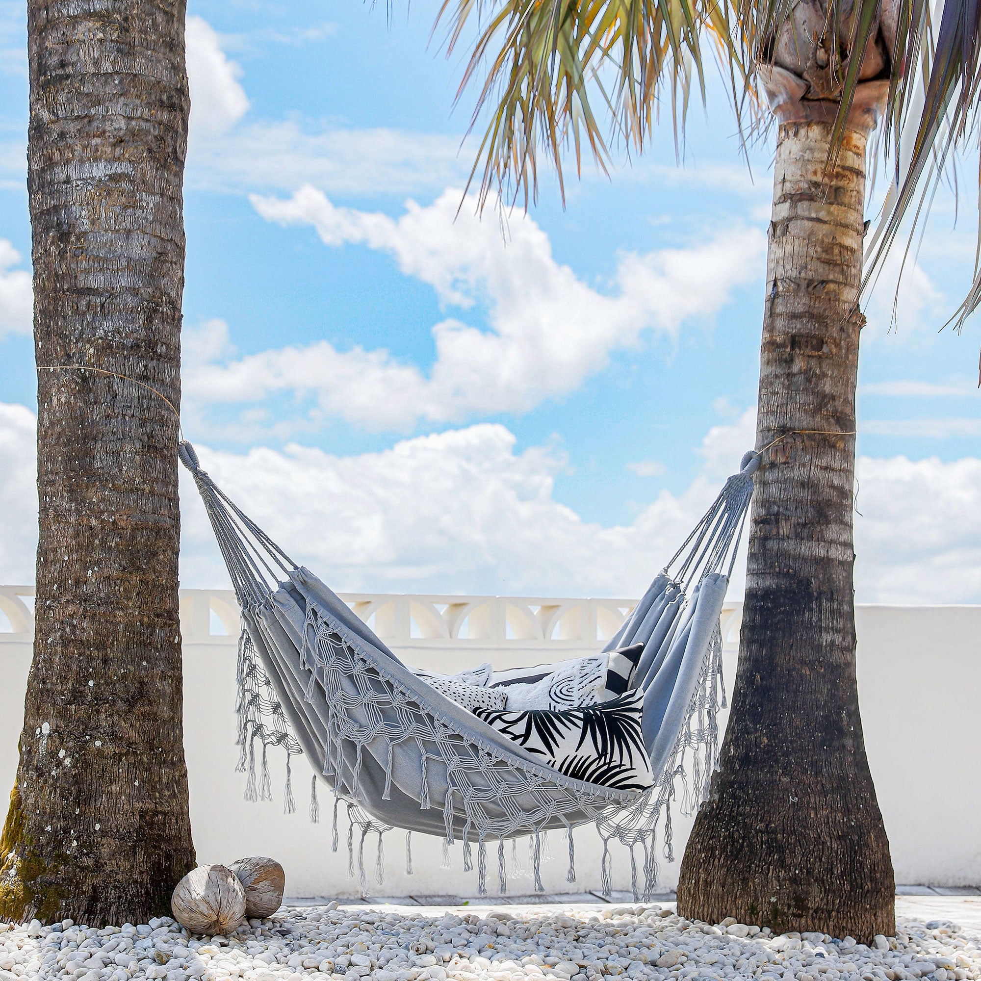 Boho Cotton Macrame Hammock-Grey