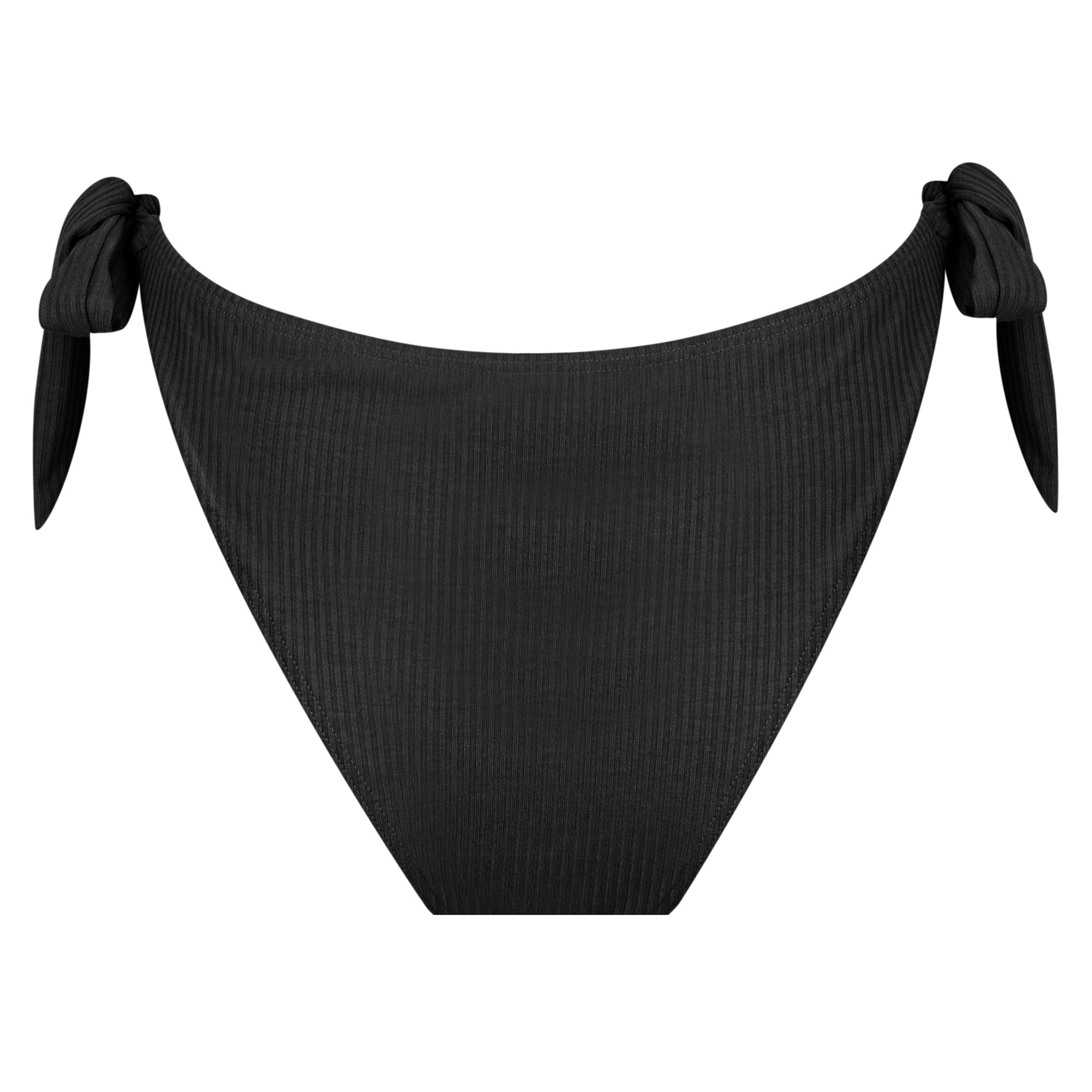 Tie Side Bikini Bottom-Ribbed Black