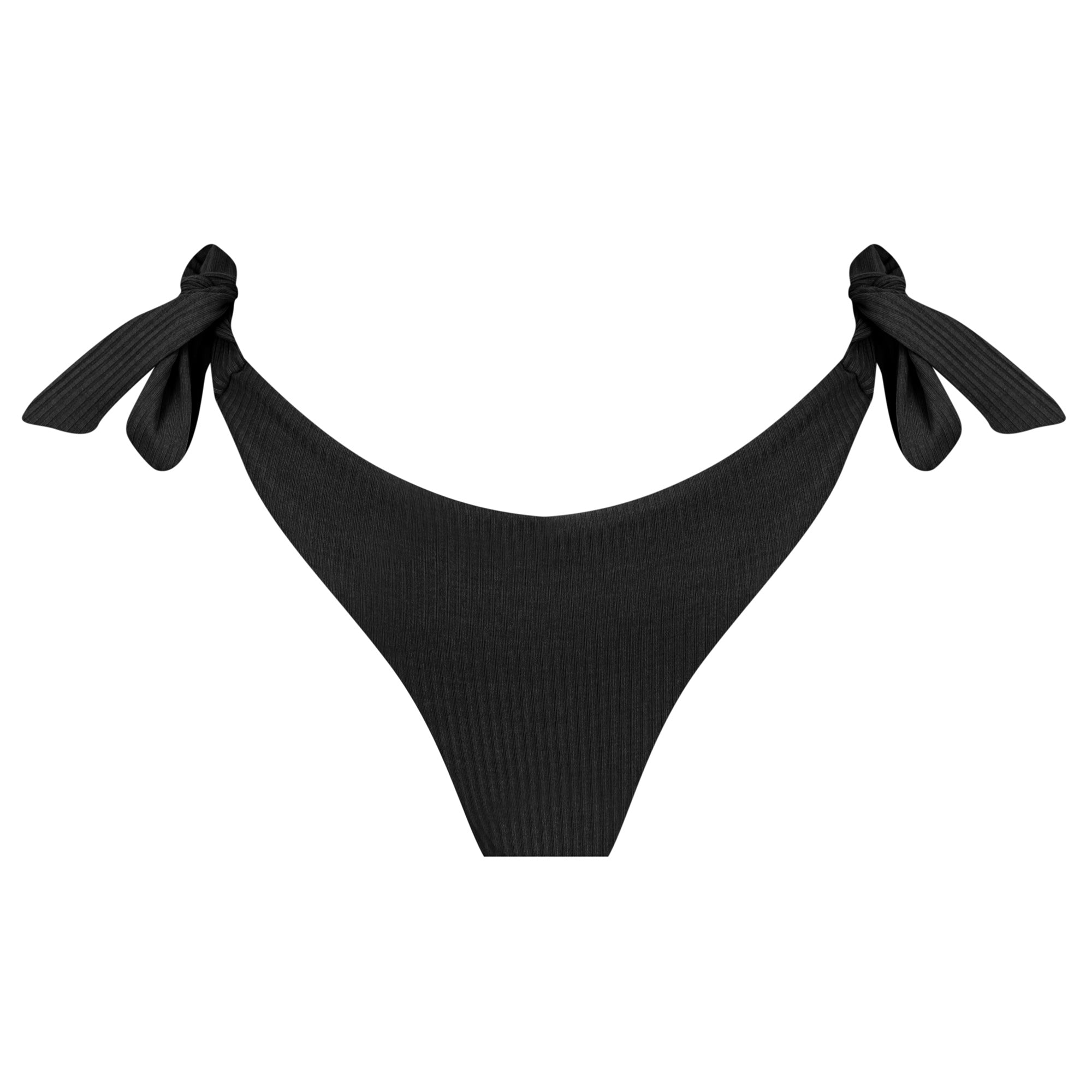 Tie Side Bikini Bottom-Ribbed Black