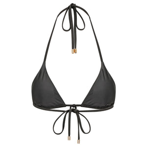 Triangle Bikini Top-Ribbed Black