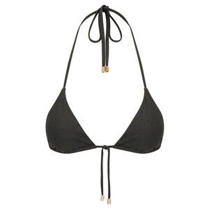 Triangle Bikini Top-Ribbed Black