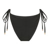 Thin Tie Side Bikini Bottom-Ribbed Black