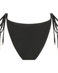 Thin Tie Side Bikini Bottom-Ribbed Black