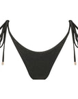 Thin Tie Side Bikini Bottom-Ribbed Black