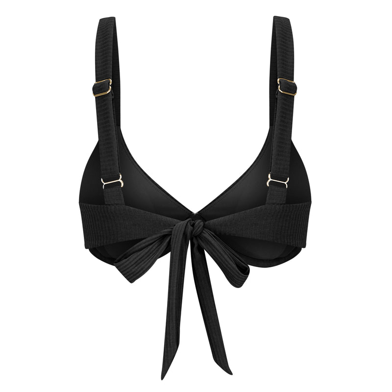 Underwire Bikini Top-Ribbed Black