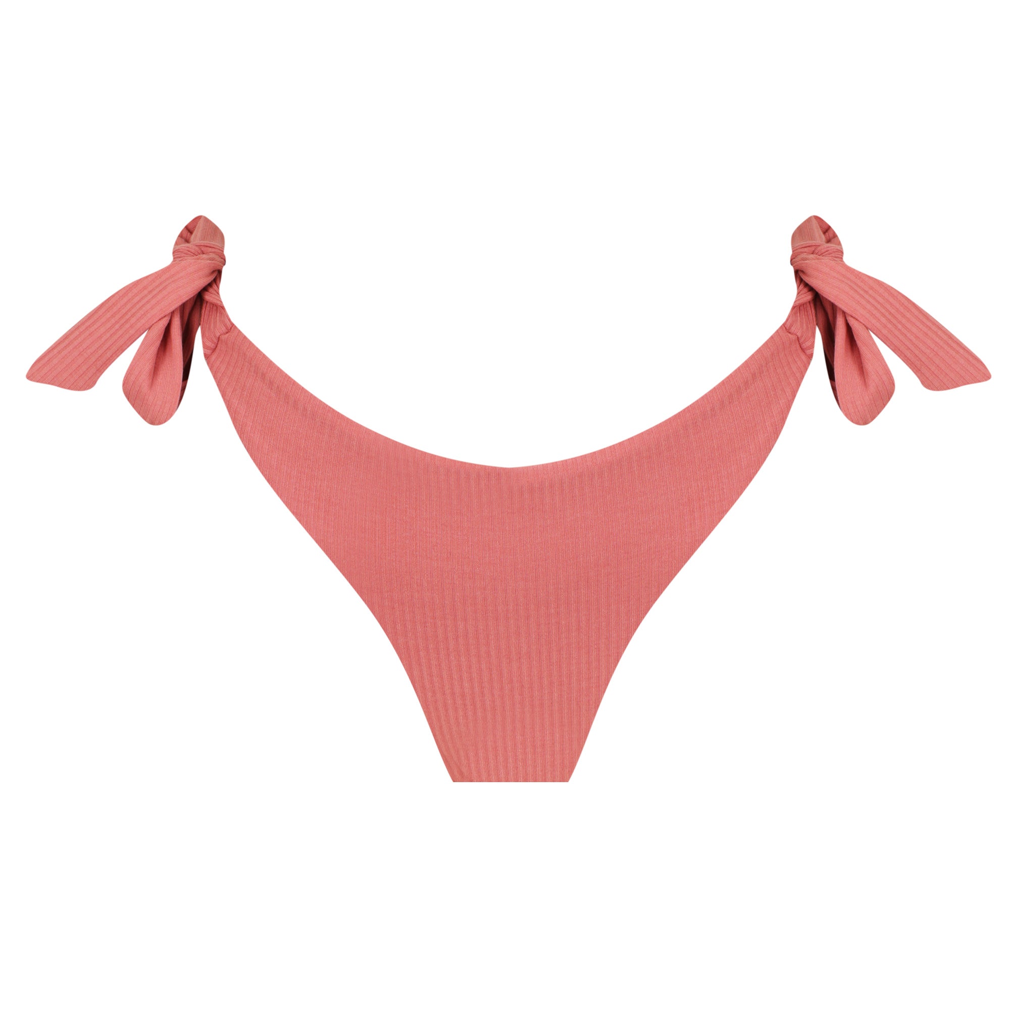 Tie Side Bikini Bottom-Ribbed Blush