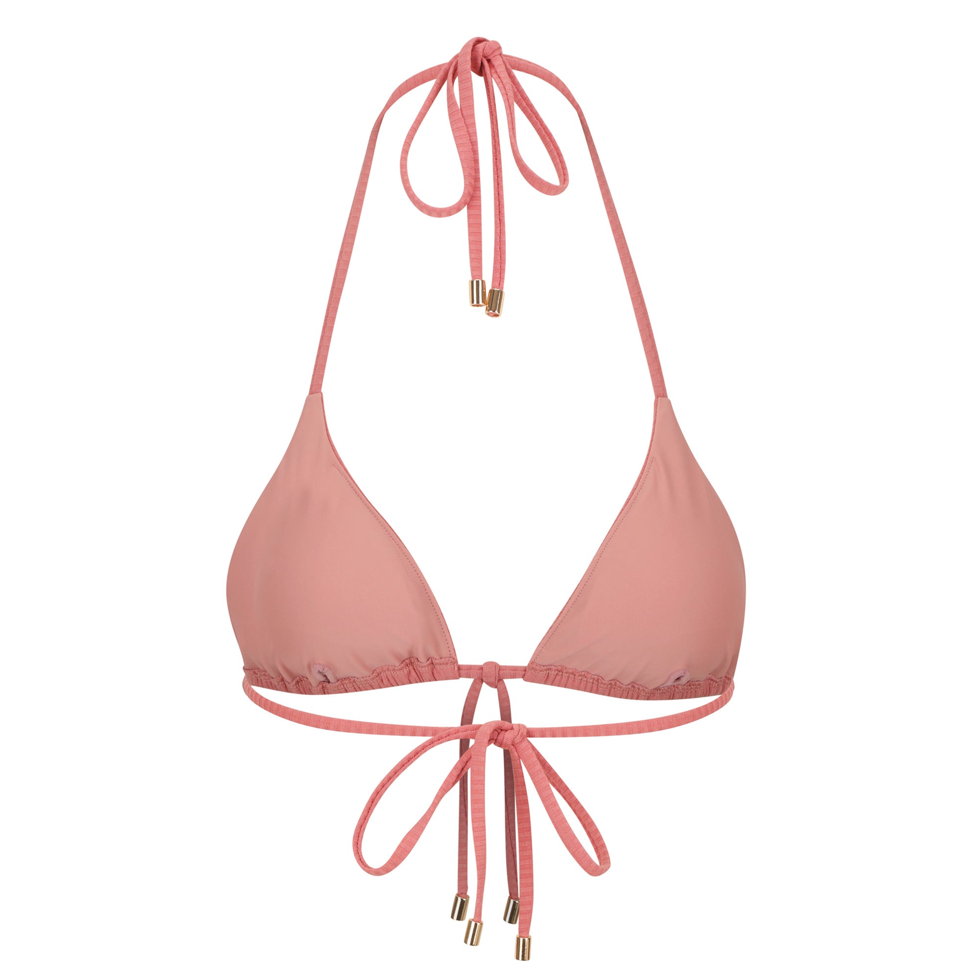 Triangle Bikini Top-Ribbed Blush