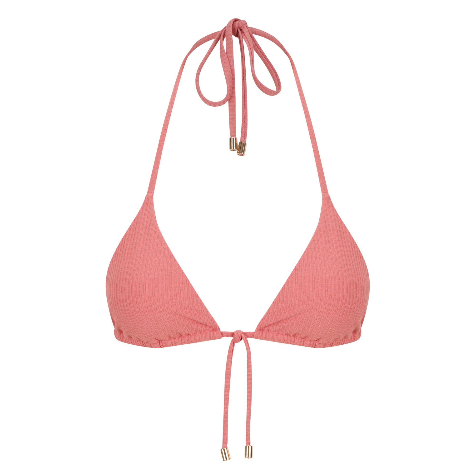 Triangle Bikini Top-Ribbed Blush