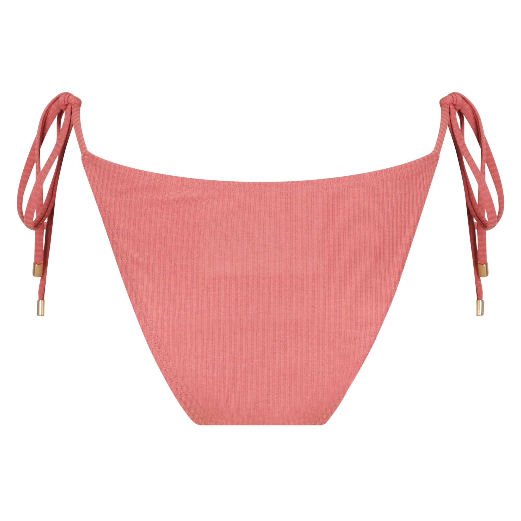 Thin Tie Side Bikini Bottom-Ribbed Blush