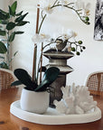 Ribbed Layered Tall Glass Vase-Large-Grey
