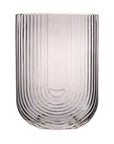 Ribbed U Shaped Glass Vase-Large-Grey
